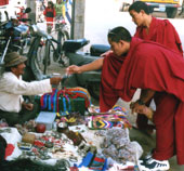 market with monks